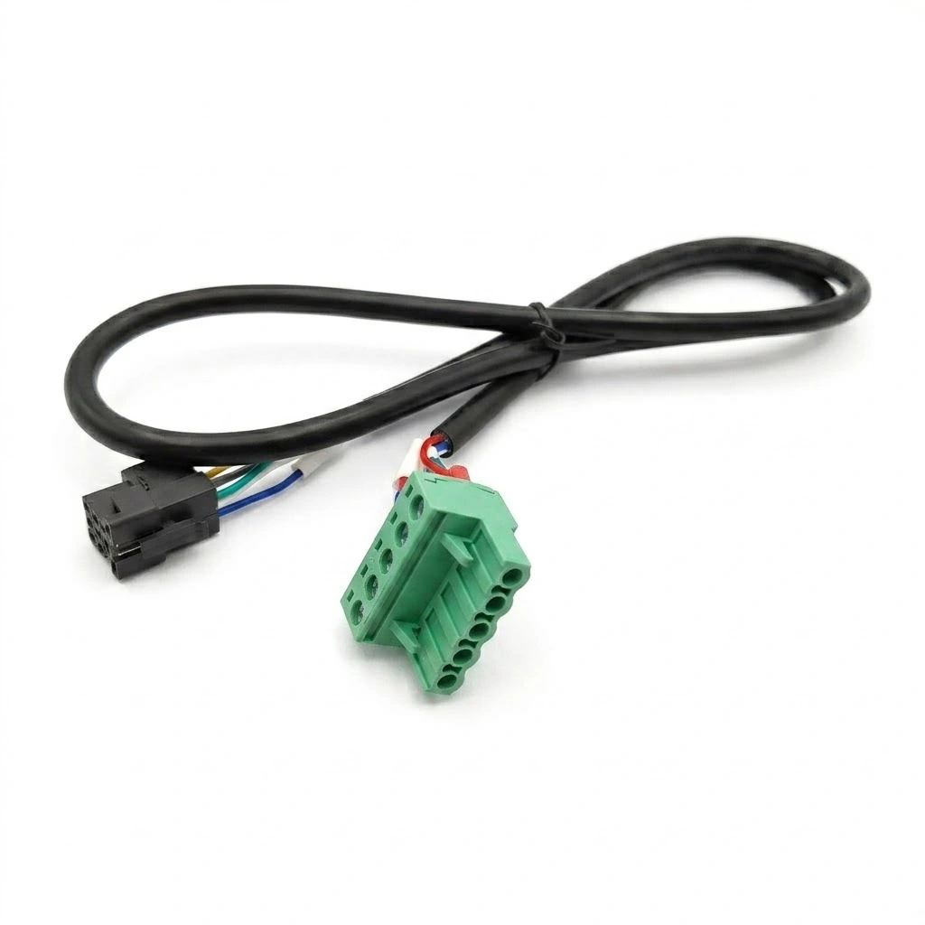 Professional 2EDGK-3.81mm 5-pin wire harness with dual-screw mounting ears for secure industrial automation.